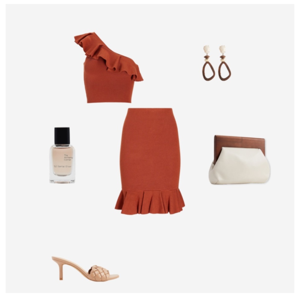 High Waisted Ribbed Ruffle Sweater Skirt / XS - Picture 5 of 8